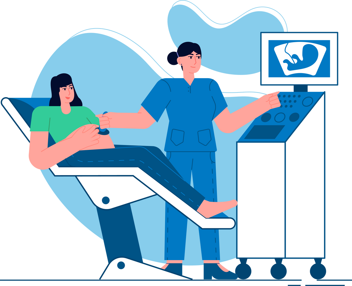 Mother Doing Ultrasound Illustration